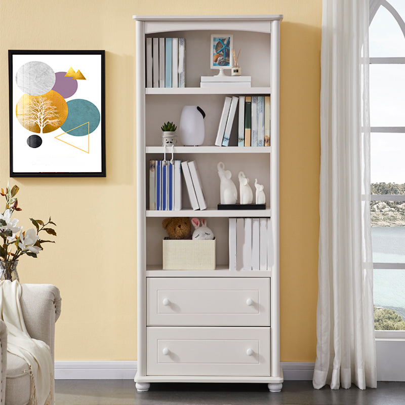 White Wooden Bookshelf Standard Shelves Included Closed Back Bookcase