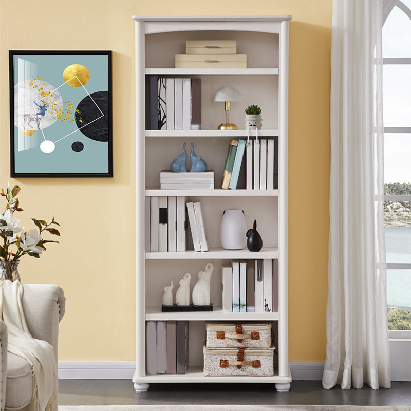 White Wooden Bookshelf Standard Shelves Included Closed Back Bookcase