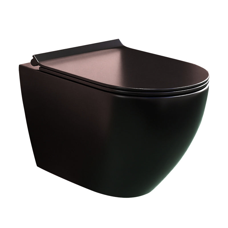 Contemporary Wall Hung Toilet Set Elongated Gloss Finish Ceramic Wall Mounted Bidet