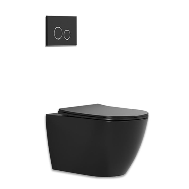 Contemporary Wall Hung Toilet Set Elongated Gloss Finish Ceramic Wall Mounted Bidet