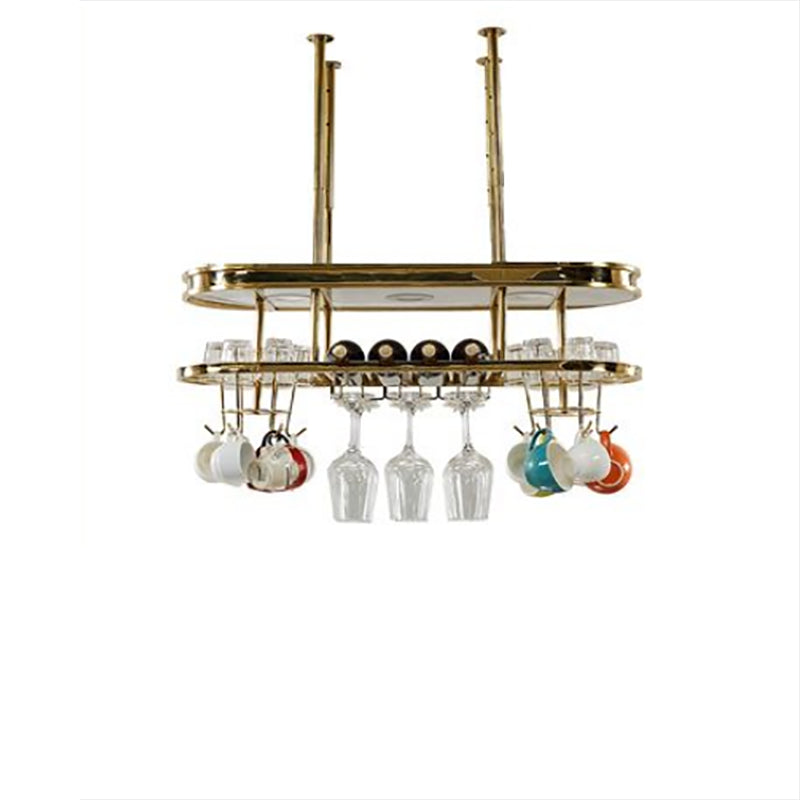 Hanging Wine Rack Holder Modern Stainless Steel Wine Rack in Gold