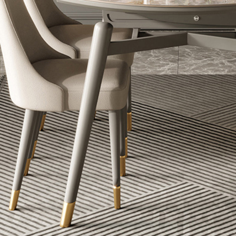 Extendable Sintered Stone Dining Table with Upholstered Chairs Set for Kitchen