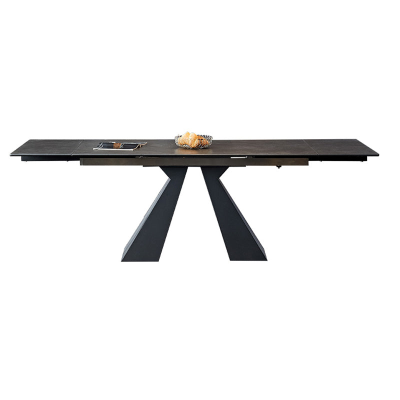 Contemporary 1/4/5 Pieces Dining Room Set Stone Rectangle Furniture in Black