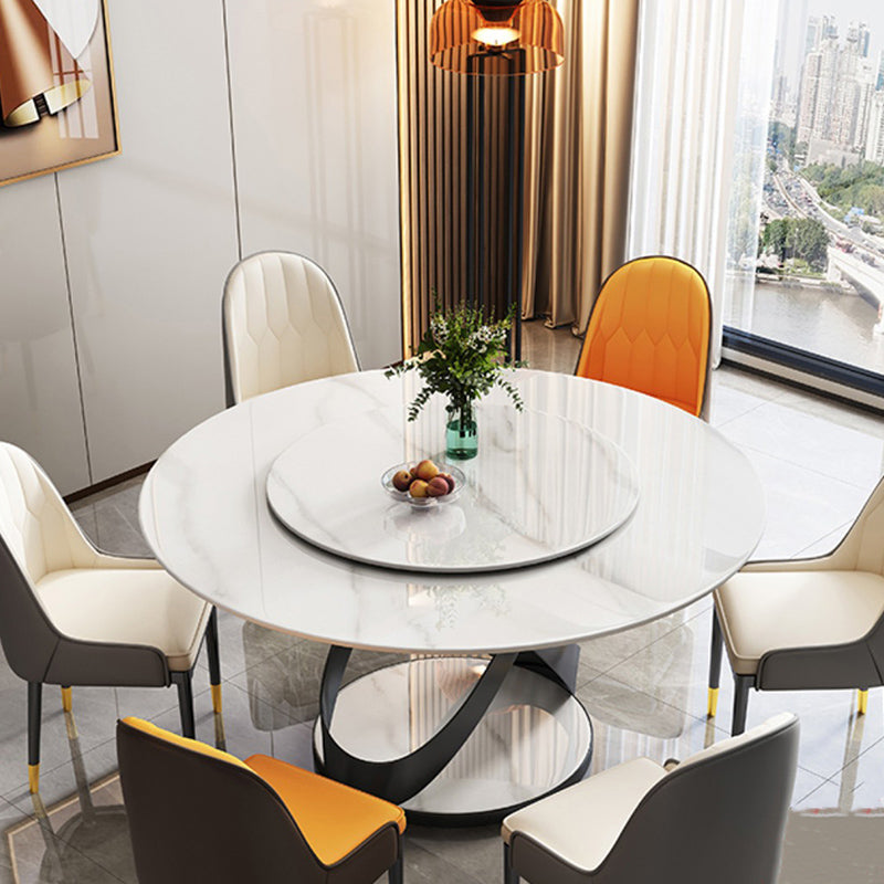 Modern Round Dining Table Set 1/2/5/7 Pieces with Metal Base Kitchen Furniture Set