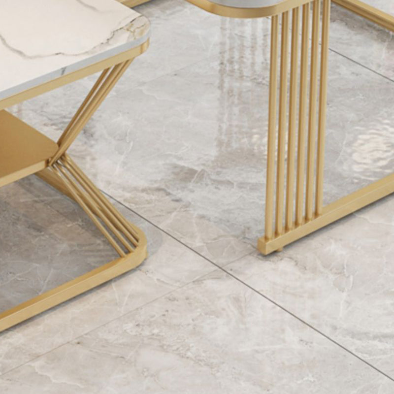 Square Coffee Table Slate Nesting Coffee Table Set with Storage