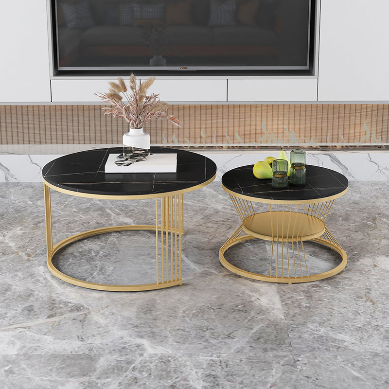 Slate Coffee Table Round Nesting Coffee Table Set for Living Room
