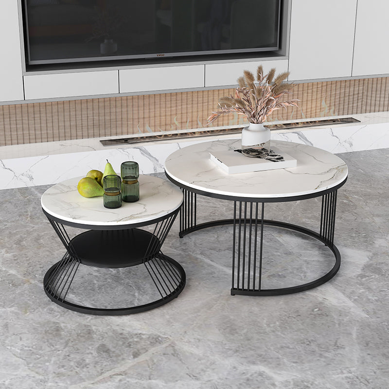 Slate Coffee Table Round Nesting Coffee Table Set for Living Room