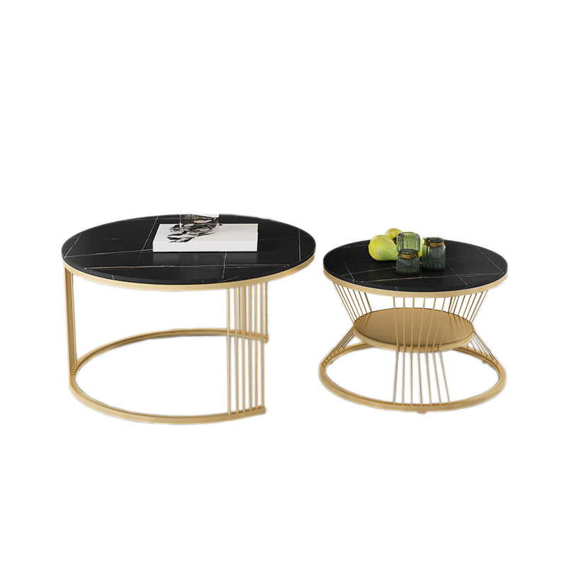 Slate Coffee Table Round Nesting Coffee Table Set for Living Room