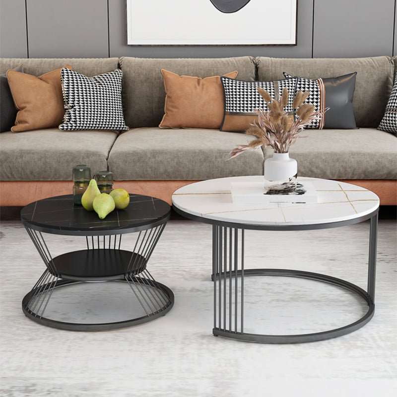 Slate Coffee Table Round Nesting Coffee Table Set for Living Room