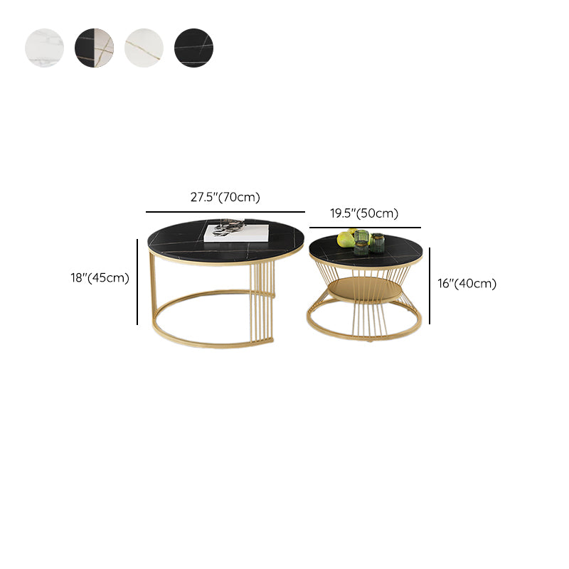 Slate Coffee Table Round Nesting Coffee Table Set for Living Room