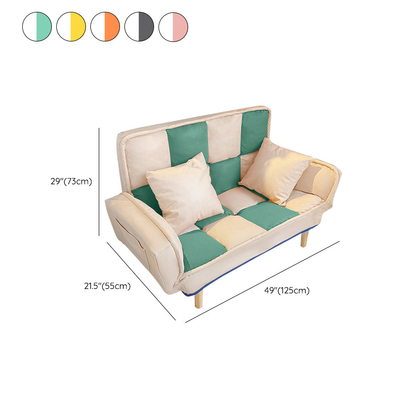 Leather Convertible Sofa Living Room Rolled Arm Loveseat with Pillows