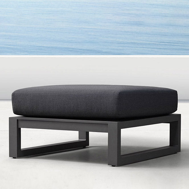 Modern Black Metal Frame Patio Sofa Simple Outdoor Loveseat with Cushion