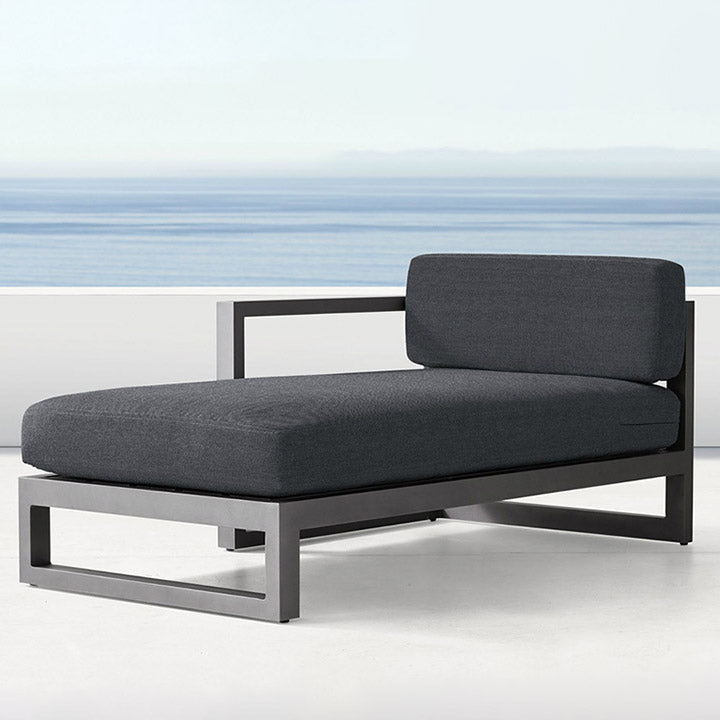 Modern Black Metal Frame Patio Sofa Simple Outdoor Loveseat with Cushion