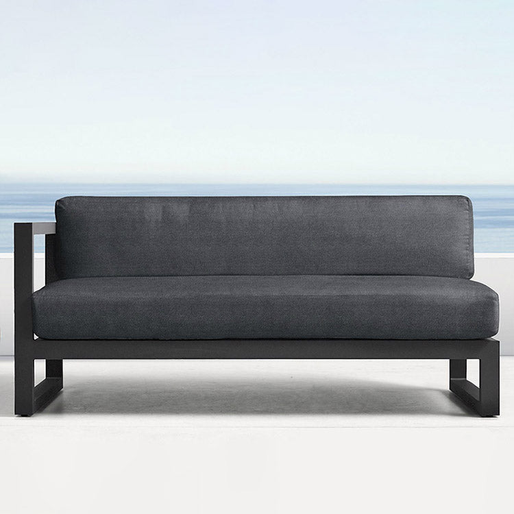 Modern Black Metal Frame Patio Sofa Simple Outdoor Loveseat with Cushion