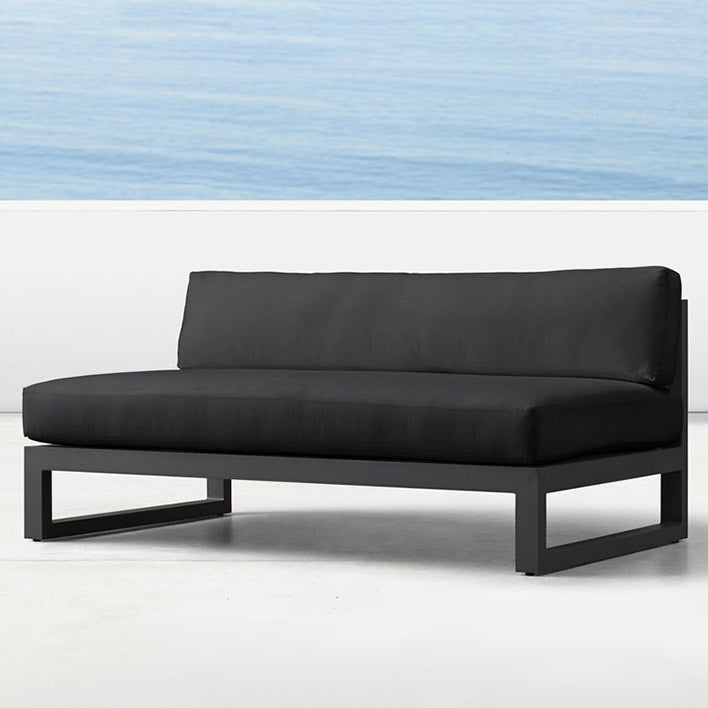 Modern Black Metal Frame Patio Sofa Simple Outdoor Loveseat with Cushion