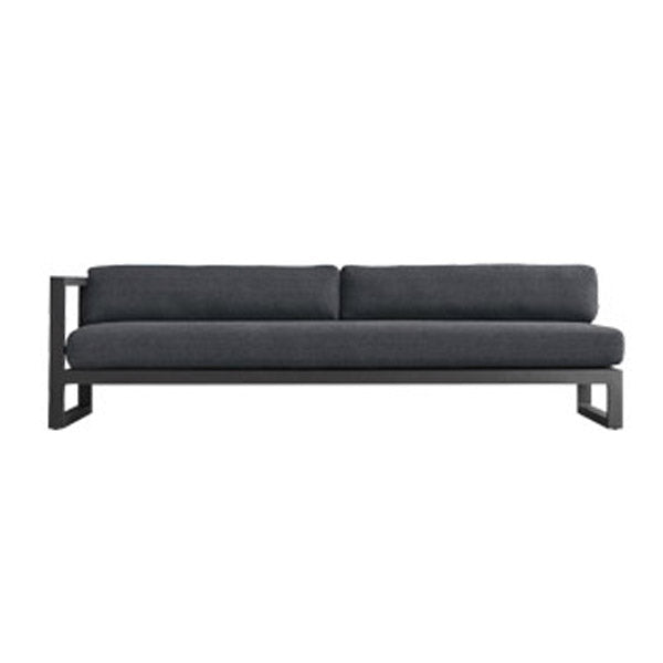 Modern Black Metal Frame Patio Sofa Simple Outdoor Loveseat with Cushion