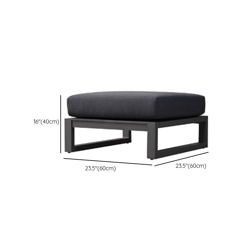 Modern Black Metal Frame Patio Sofa Simple Outdoor Loveseat with Cushion