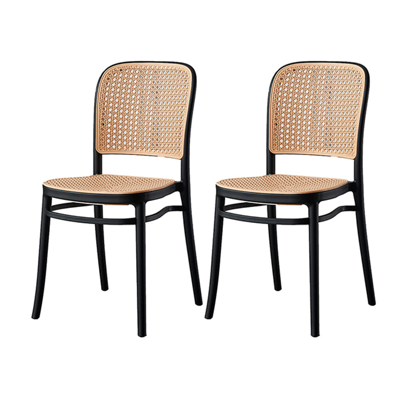 Brown Stacking Outdoors Dining Chairs Tropical Plastic Patio Dining Chair