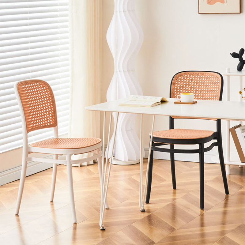 Brown Stacking Outdoors Dining Chairs Tropical Plastic Patio Dining Chair