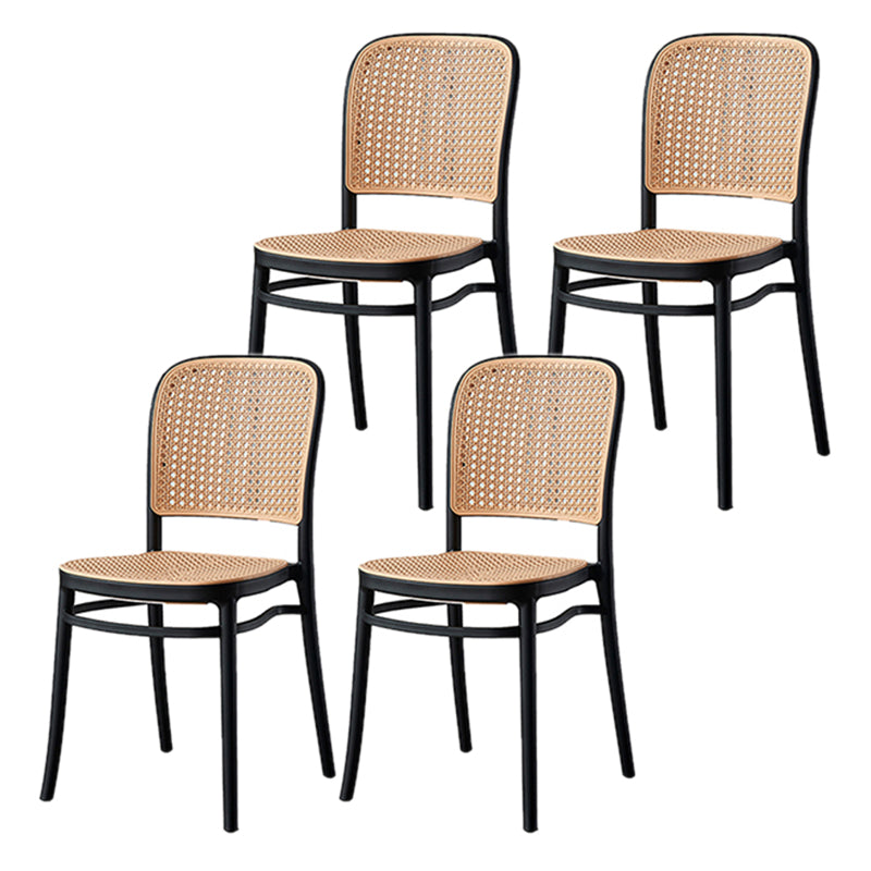 Brown Stacking Outdoors Dining Chairs Tropical Plastic Patio Dining Chair