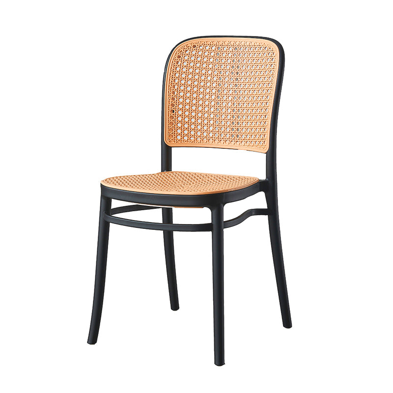 Brown Stacking Outdoors Dining Chairs Tropical Plastic Patio Dining Chair