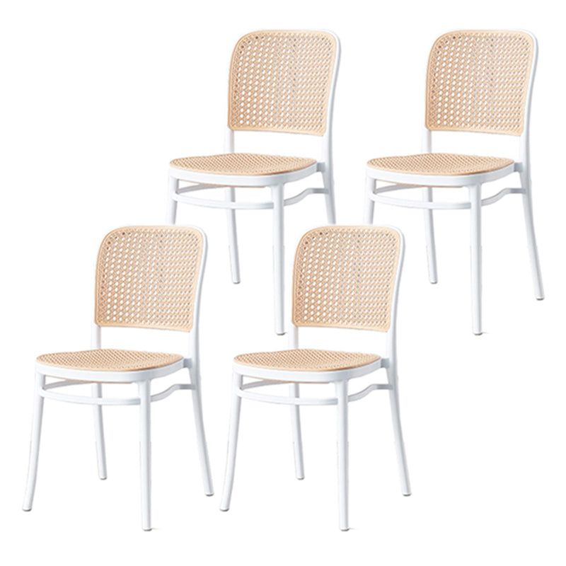 Brown Stacking Outdoors Dining Chairs Tropical Plastic Patio Dining Chair