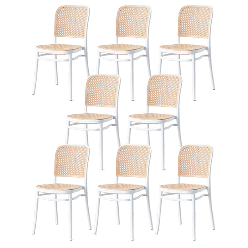 Brown Stacking Outdoors Dining Chairs Tropical Plastic Patio Dining Chair