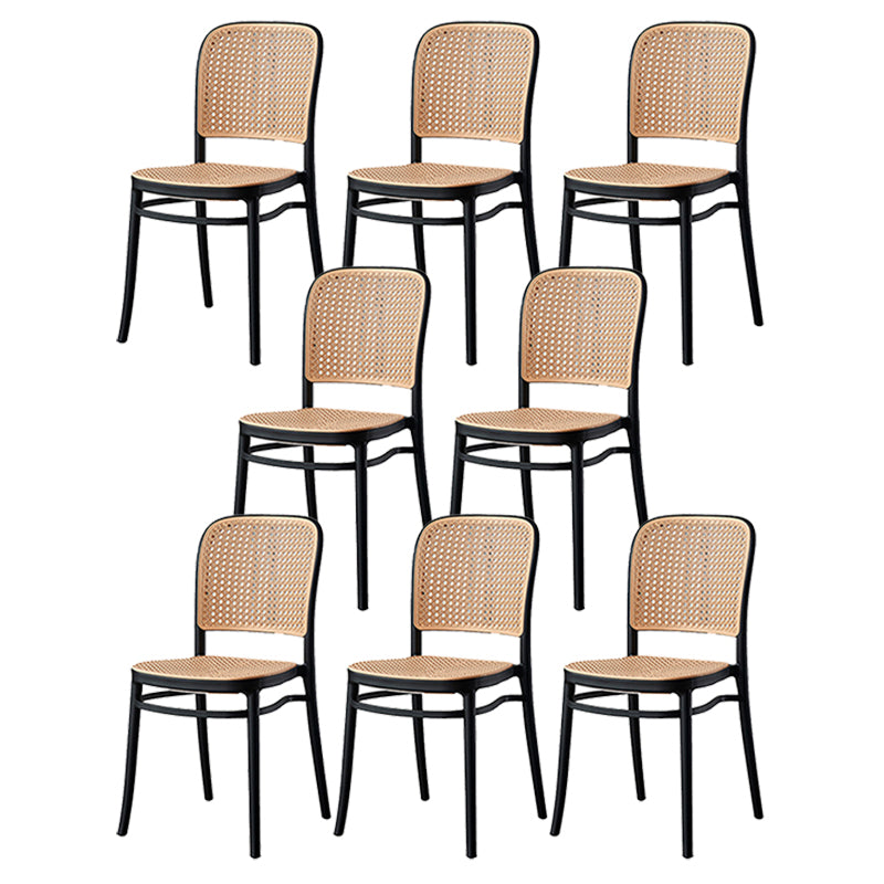Brown Stacking Outdoors Dining Chairs Tropical Plastic Patio Dining Chair