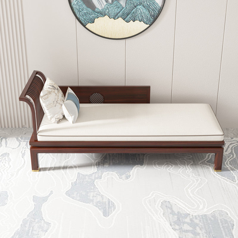 Living Room White Chaise Square Arms Modern Chaise Lounge with Wooden Base