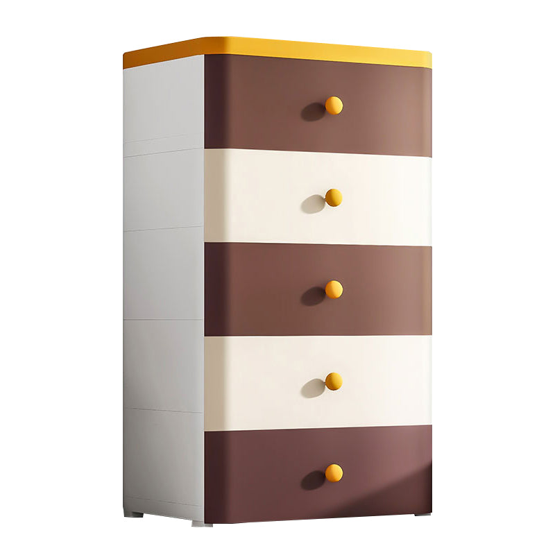 Nordic Vertical Kids Nightstand Plastic Nursery Dresser with 5 Drawers for Room