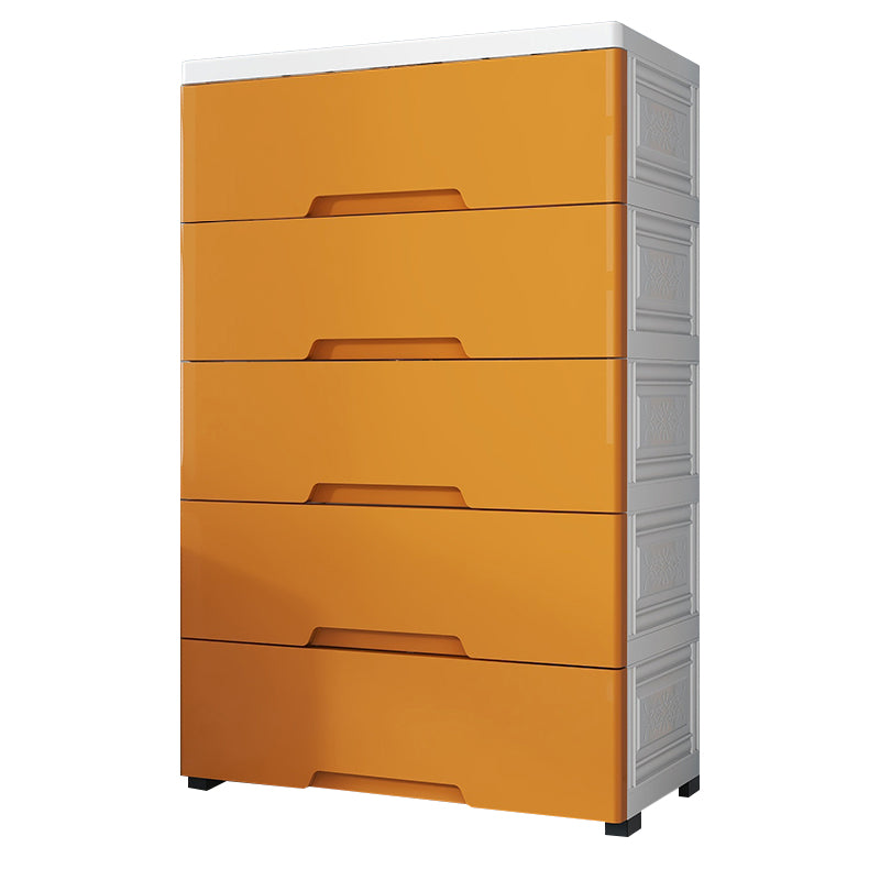 Modernism Plastic Nursery Dresser Vertical Kids Nightstand with 6 Drawers for Bedroom
