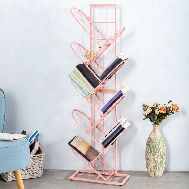 Scandinavian Metal Bookshelf Standard Closed Back Bookcase with Shelves