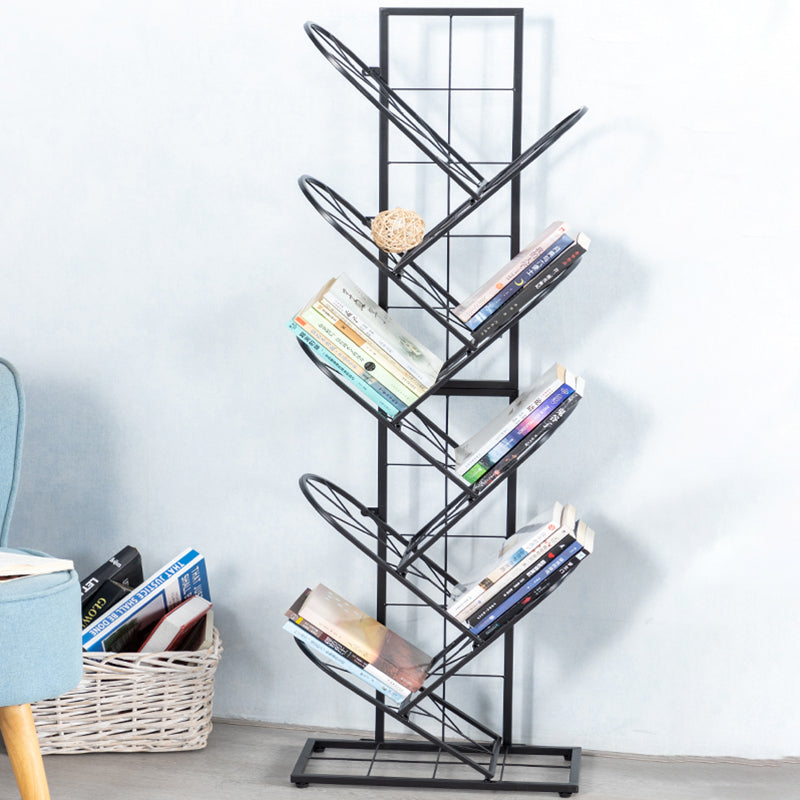 Scandinavian Metal Bookshelf Standard Closed Back Bookcase with Shelves
