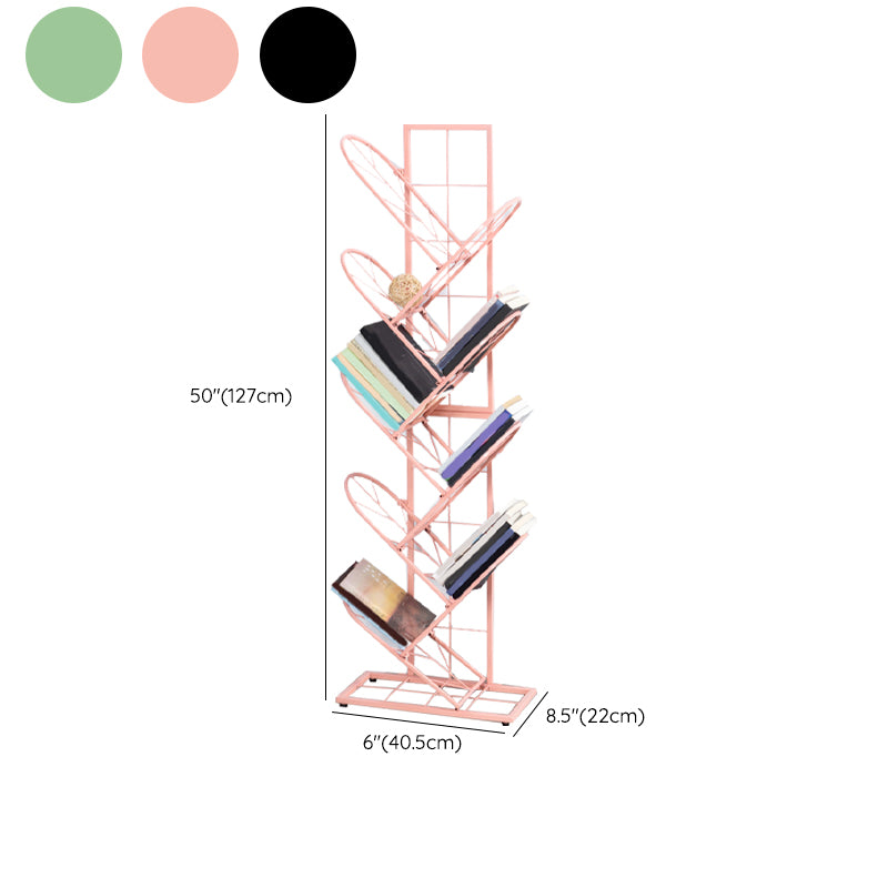 Scandinavian Metal Bookshelf Standard Closed Back Bookcase with Shelves