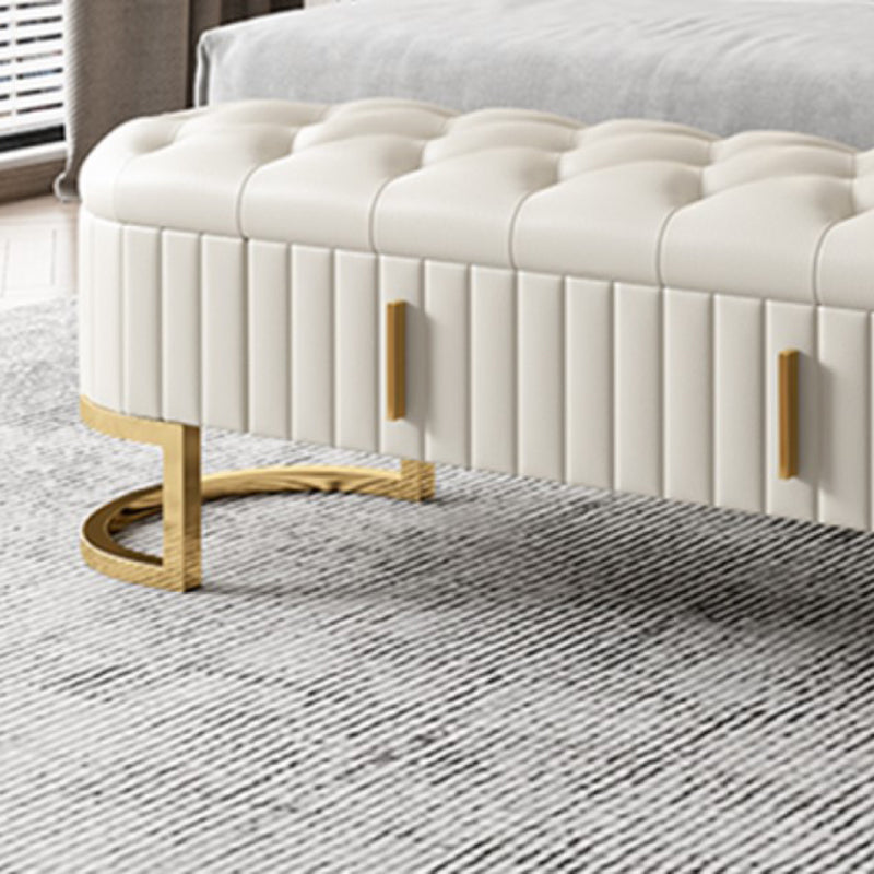 Contemporary Cushioned Seating Bench Oval Entryway and Bedroom Bench with Drawers