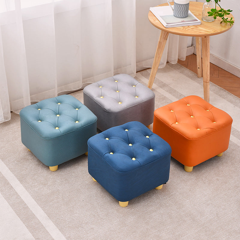Solid Color Leather Standard Stool Modern Style Simple Household Square Stool