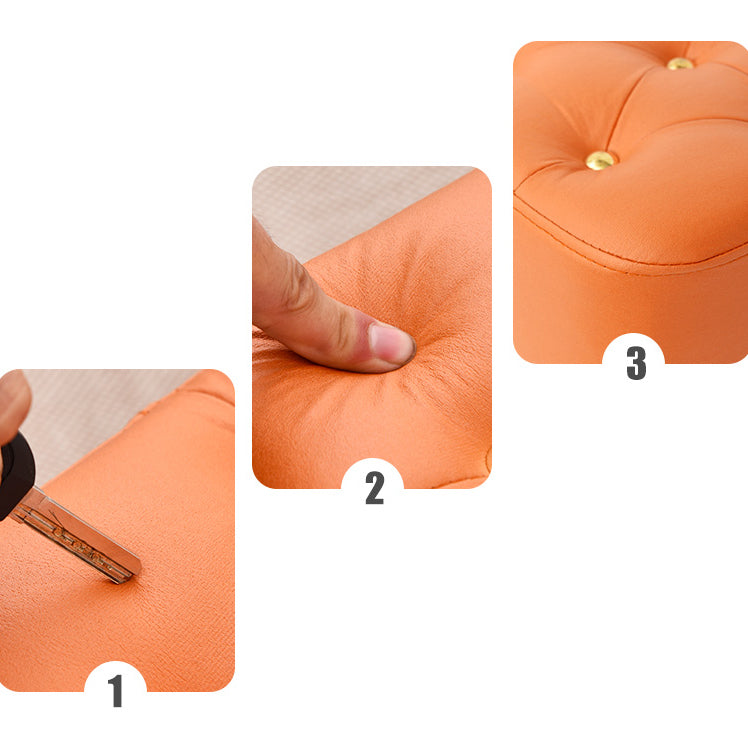 Solid Color Leather Standard Stool Modern Style Simple Household Square Stool