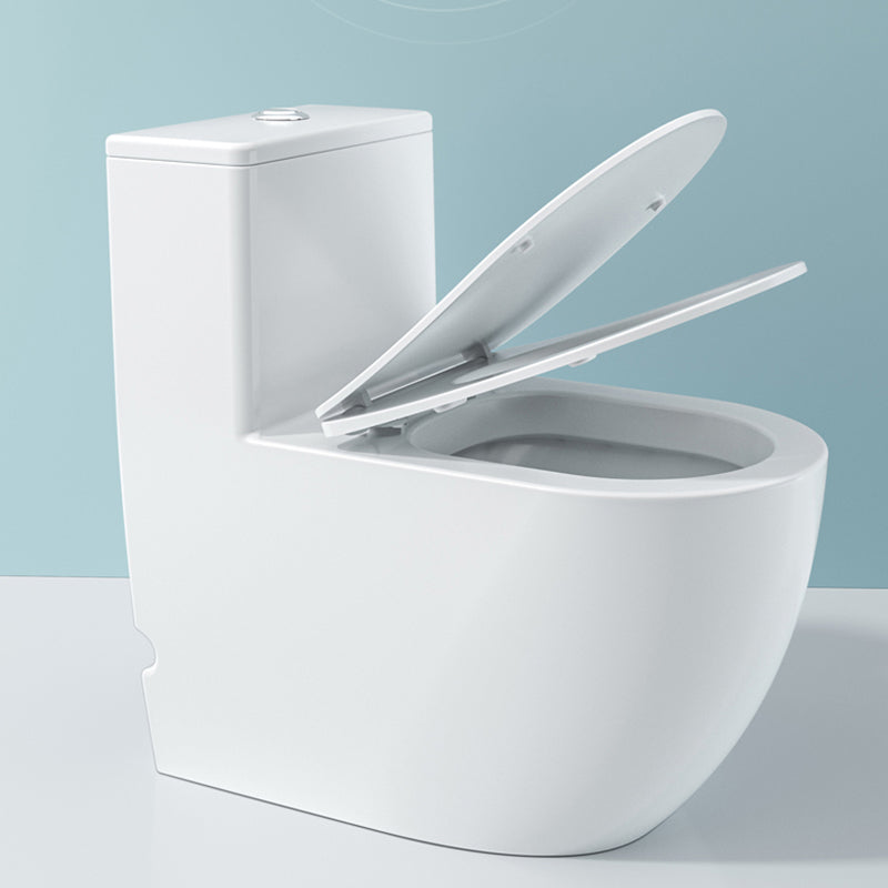 Contemporary Ceramic Toilet Bowl White Floor Mount Urine Toilet with Seat for Washroom