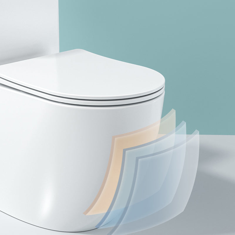 Contemporary Ceramic Toilet Bowl White Floor Mount Urine Toilet with Seat for Washroom