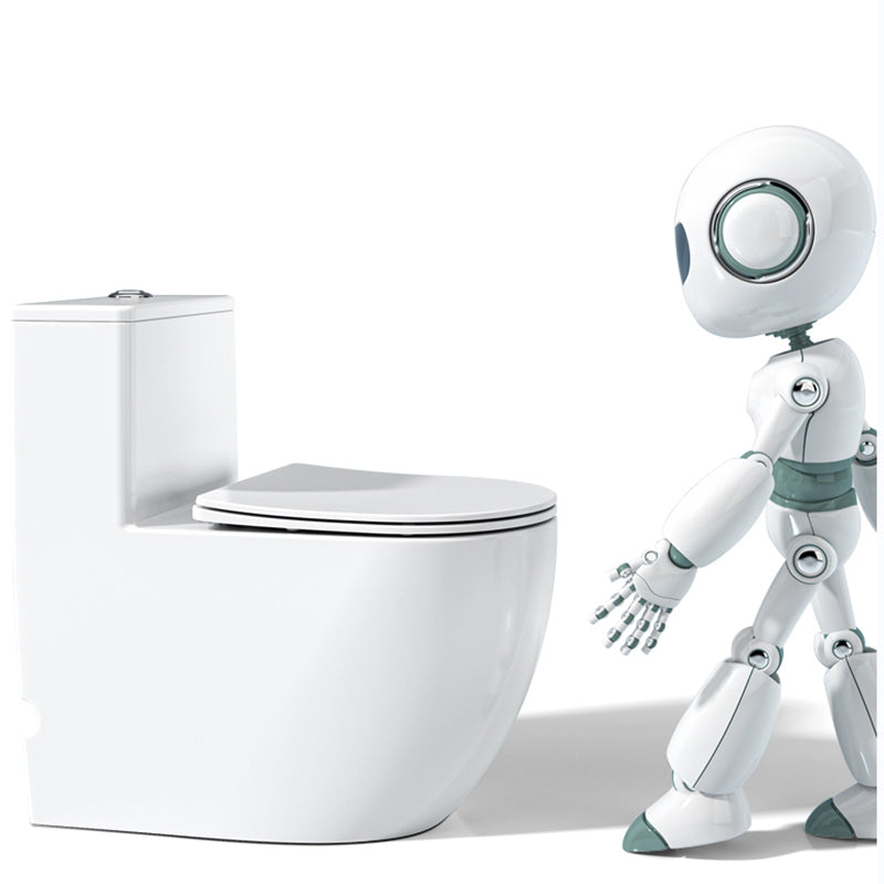 Contemporary Ceramic Toilet Bowl White Floor Mount Urine Toilet with Seat for Washroom