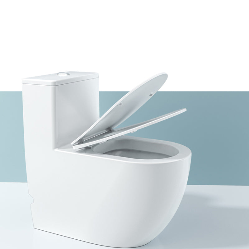 Contemporary Ceramic Toilet Bowl White Floor Mount Urine Toilet with Seat for Washroom