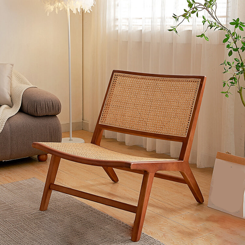 Woven Back Side Chair Solid Wood Lounge Accent Chair with Legs