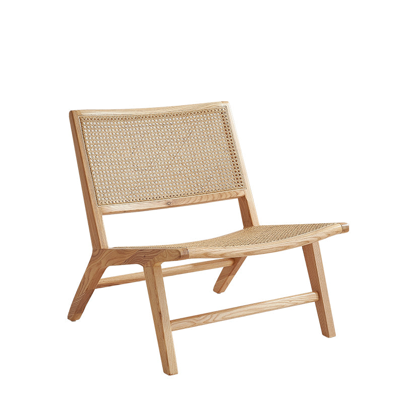 Woven Back Side Chair Solid Wood Lounge Accent Chair with Legs