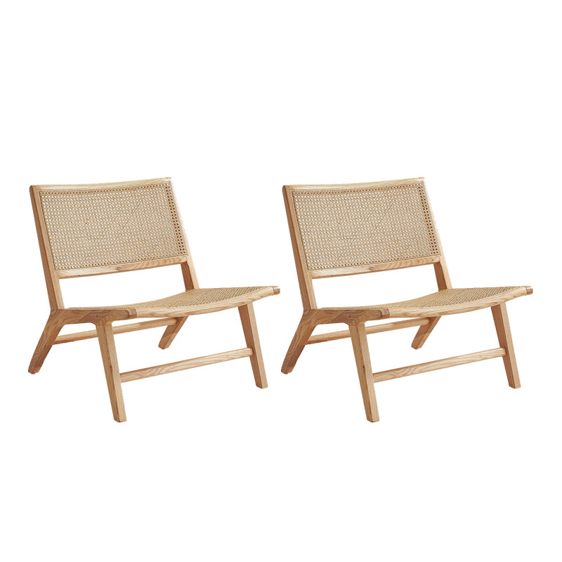 Woven Back Side Chair Solid Wood Lounge Accent Chair with Legs