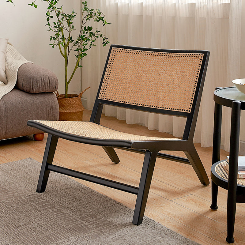 Woven Back Side Chair Solid Wood Lounge Accent Chair with Legs