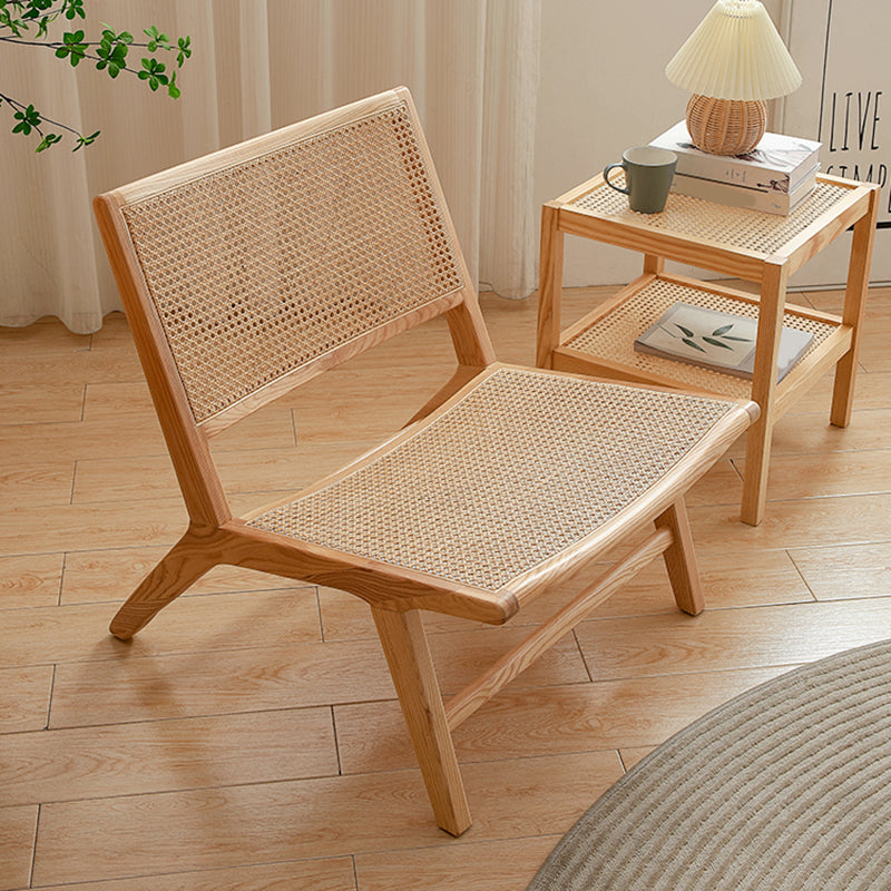 Woven Back Side Chair Solid Wood Lounge Accent Chair with Legs