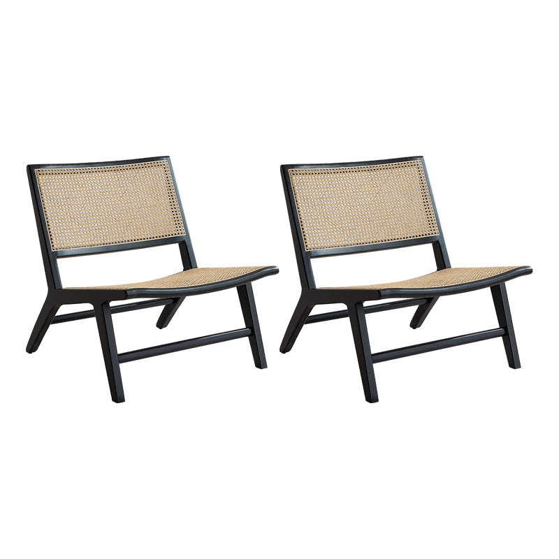 Woven Back Side Chair Solid Wood Lounge Accent Chair with Legs
