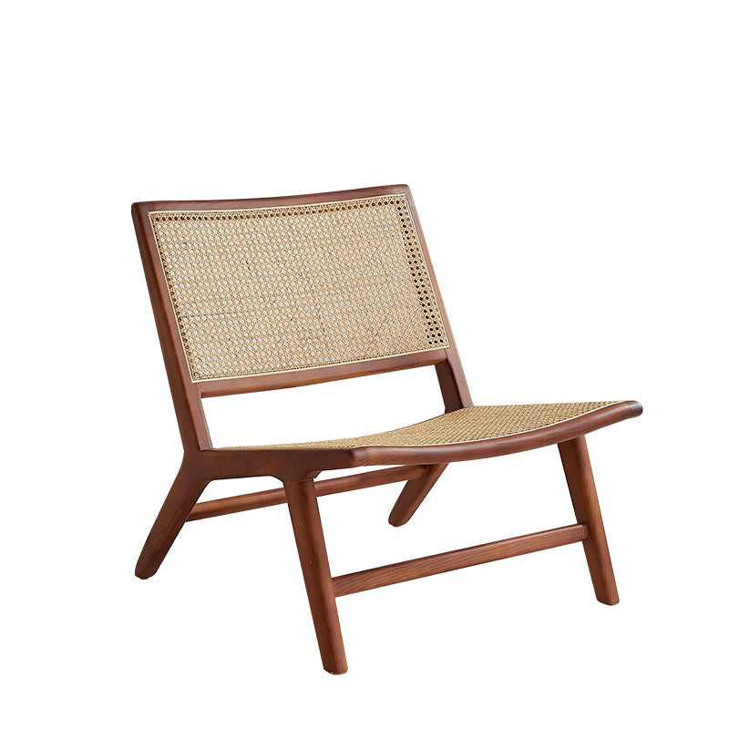 Woven Back Side Chair Solid Wood Lounge Accent Chair with Legs