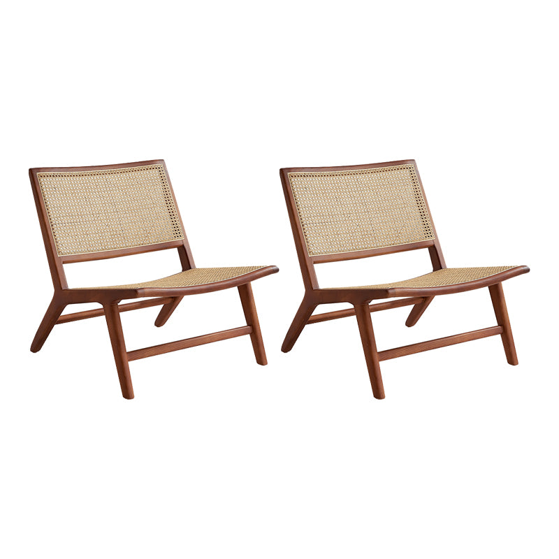Woven Back Side Chair Solid Wood Lounge Accent Chair with Legs