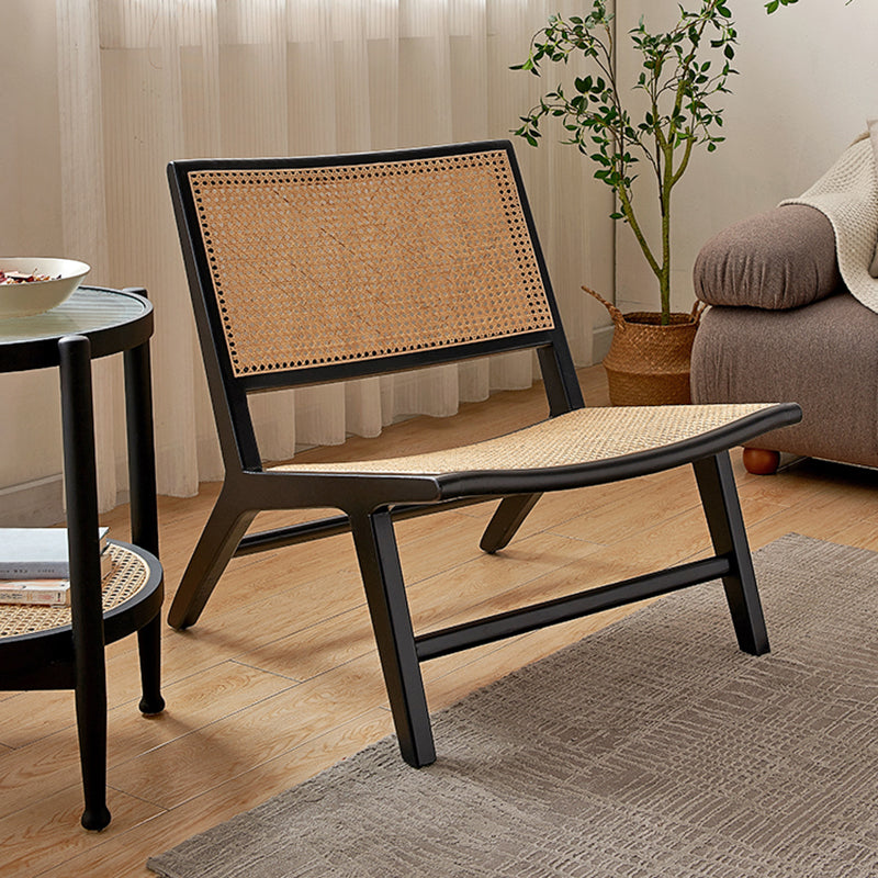 Woven Back Side Chair Solid Wood Lounge Accent Chair with Legs